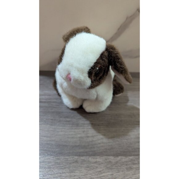 vintage Small Lemonwood Asia Brown & White Plush Bunny Rabbit Toy 8"  Realistic - Picture 6 of 10